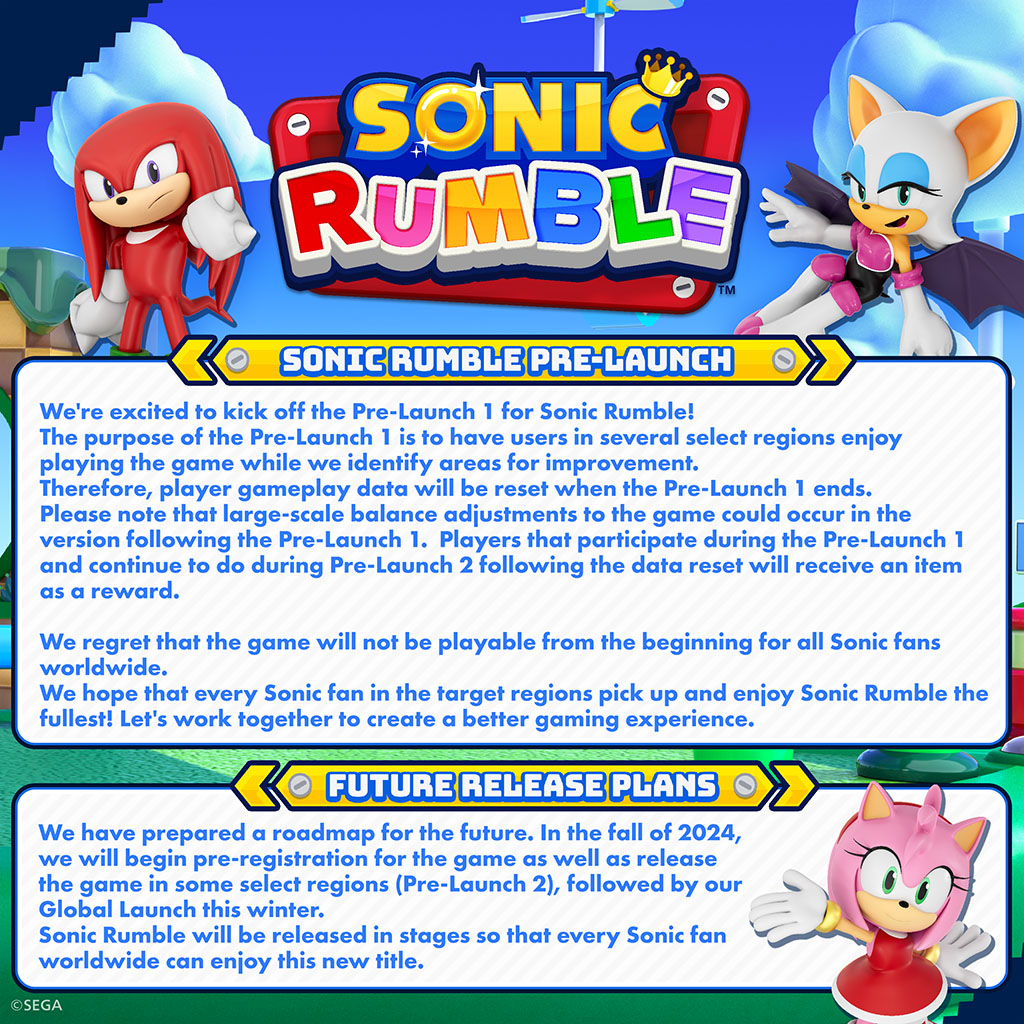 SONIC RUMBLE PRE-LAUNCH & FUTURE RELEASE PLANS image